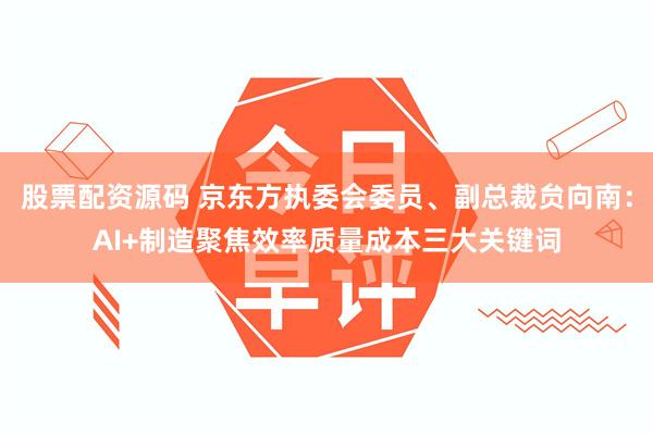 股票配资源码 京东方执委会委员、副总裁贠向南：AI+制造聚焦效率质量成本三大关键词